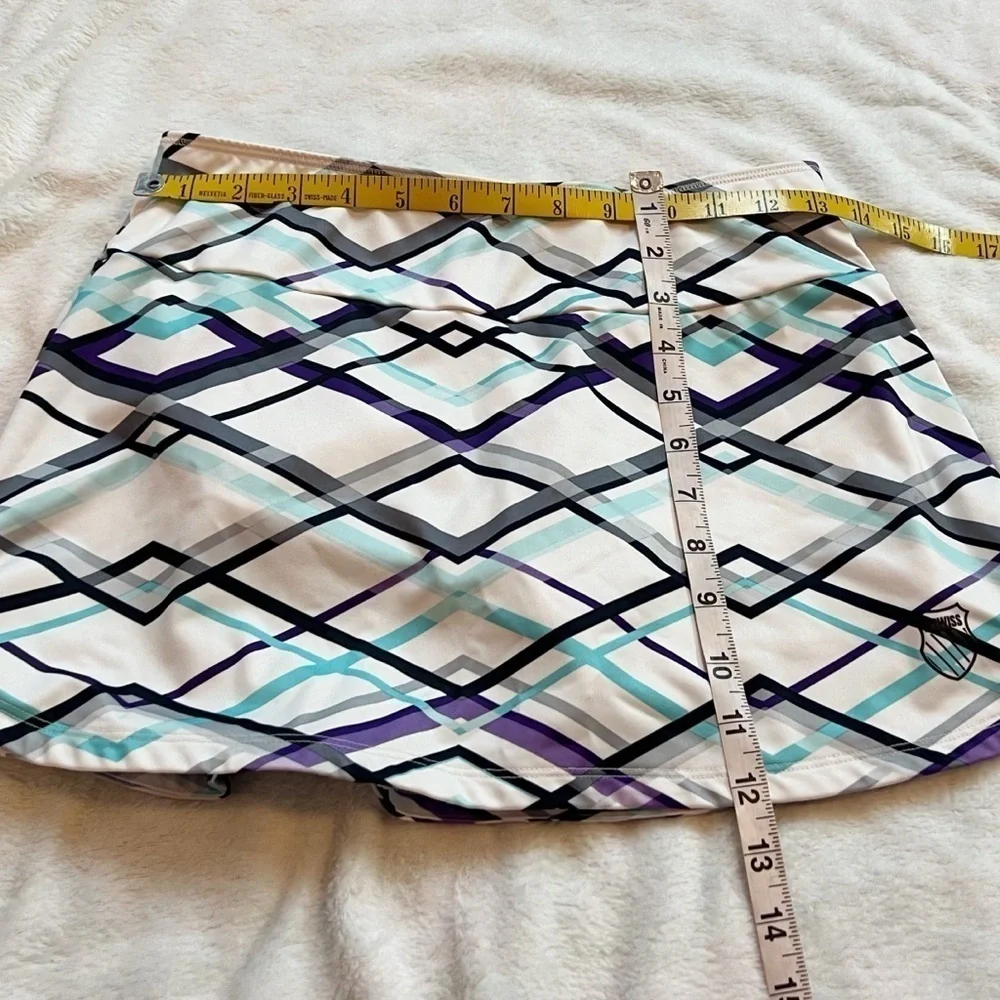 K-SWISS Plaid Skort Lined White Black Blue Purple Women’s Small Pull On Stretchy